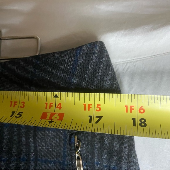 MODE DE VIE Ankle Pants Women’s 14 Gray Plaid Wide Leg Stretch Casual Preppy - Picture 6 of 8